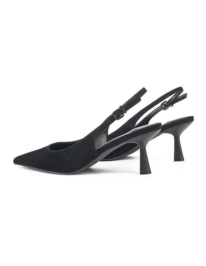 Suede Daphne Slingback Heels in Black image 4