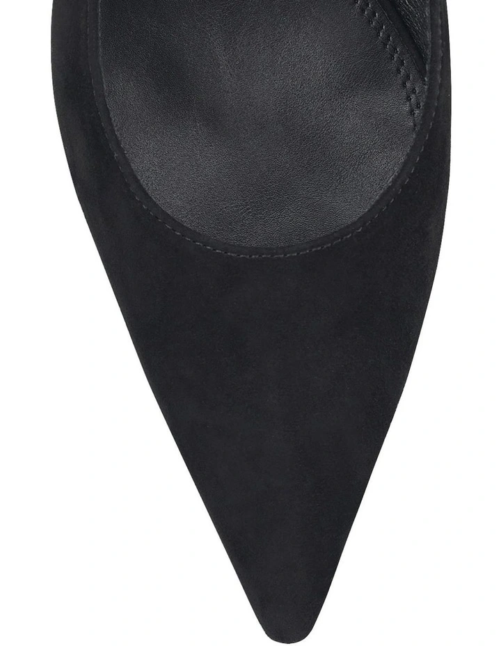 Suede Daphne Slingback Heels in Black image 5