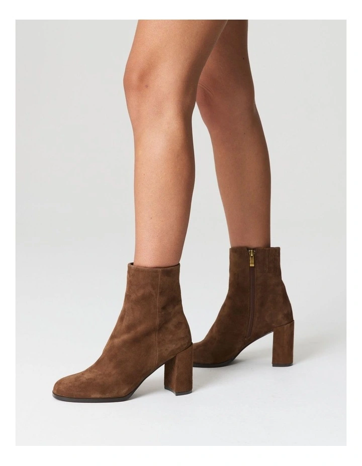 Suede Libby Ankle Boots in Toffee Brown image 2
