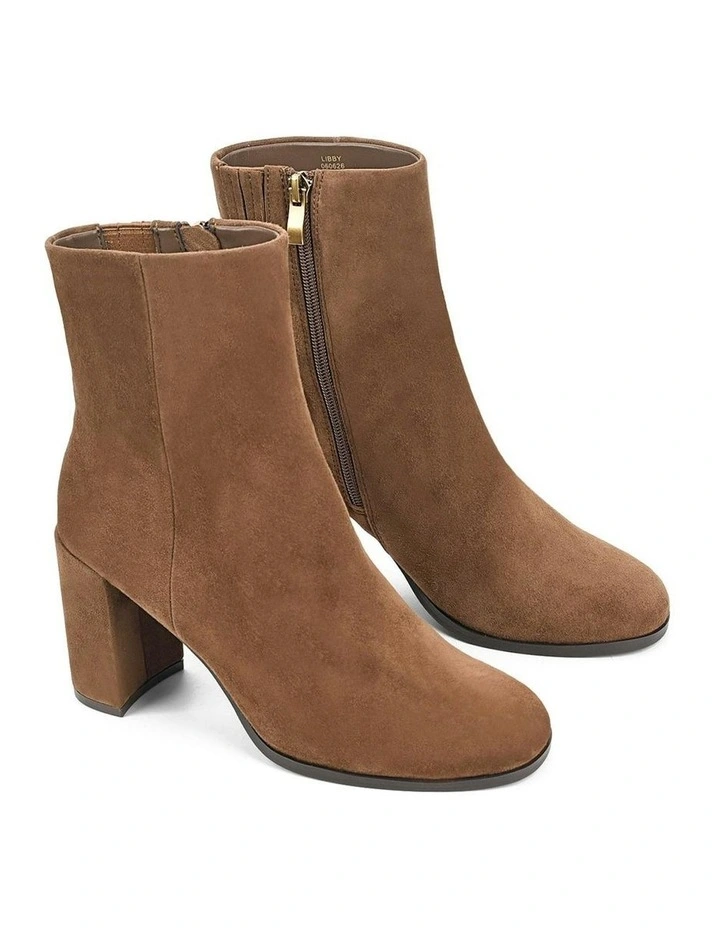 Suede Libby Ankle Boots in Toffee Brown image 2