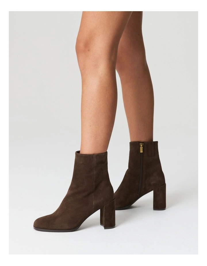 Suede Libby Ankle Boots in Chocolate Brown image 2