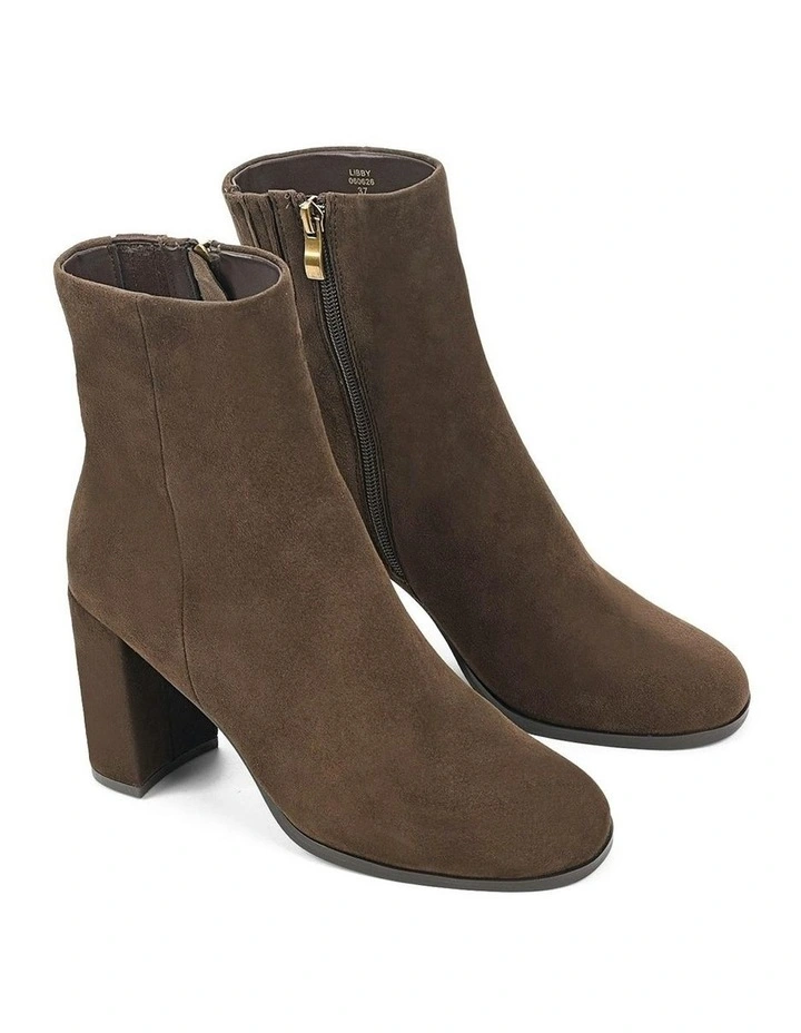 Suede Libby Ankle Boots in Chocolate Brown image 2