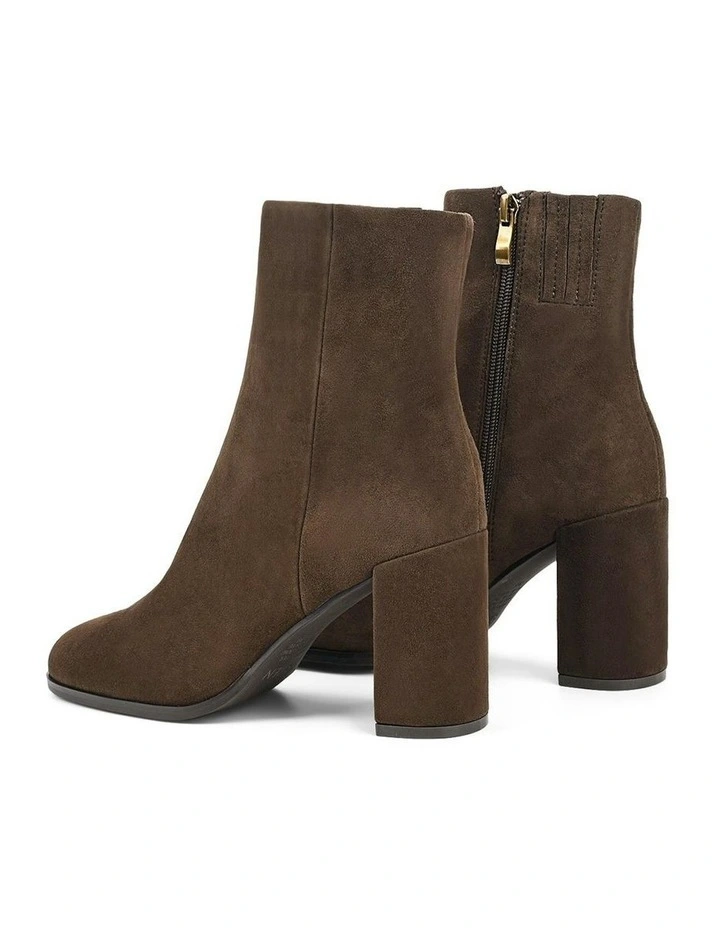 Suede Libby Ankle Boots in Chocolate Brown image 3