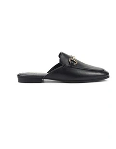 Leather Isla Loafer Mules in Black