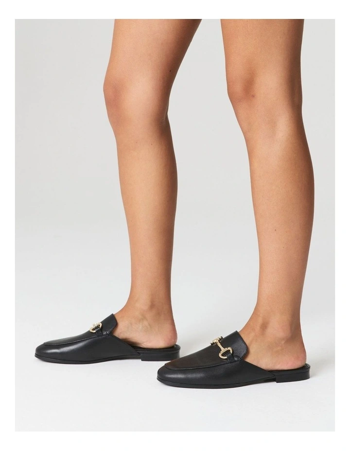 Leather Isla Loafer Mules in Black image 2