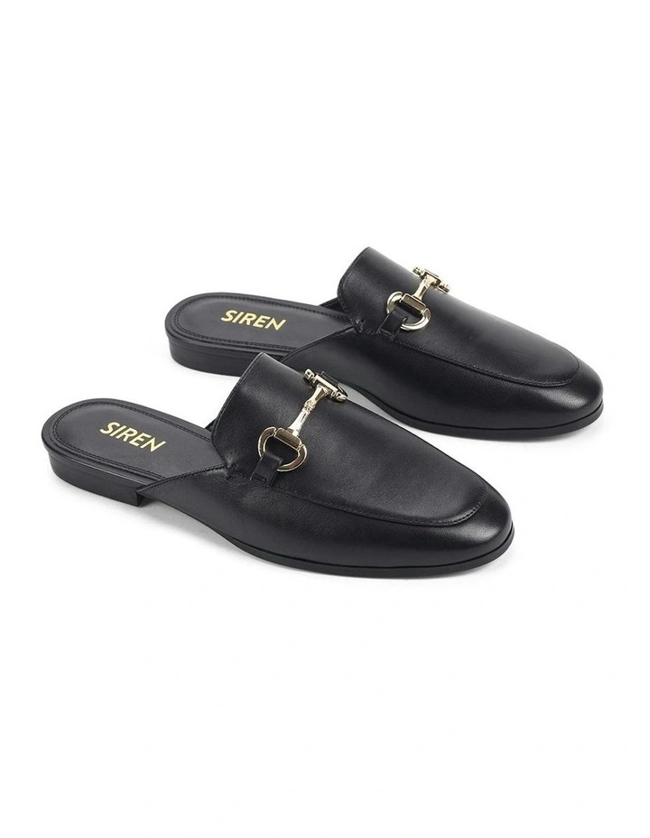 Leather Isla Loafer Mules in Black image 3