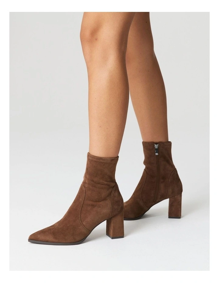 Stretch Suede Hope Ankle Boots in Toffee Brown image 2