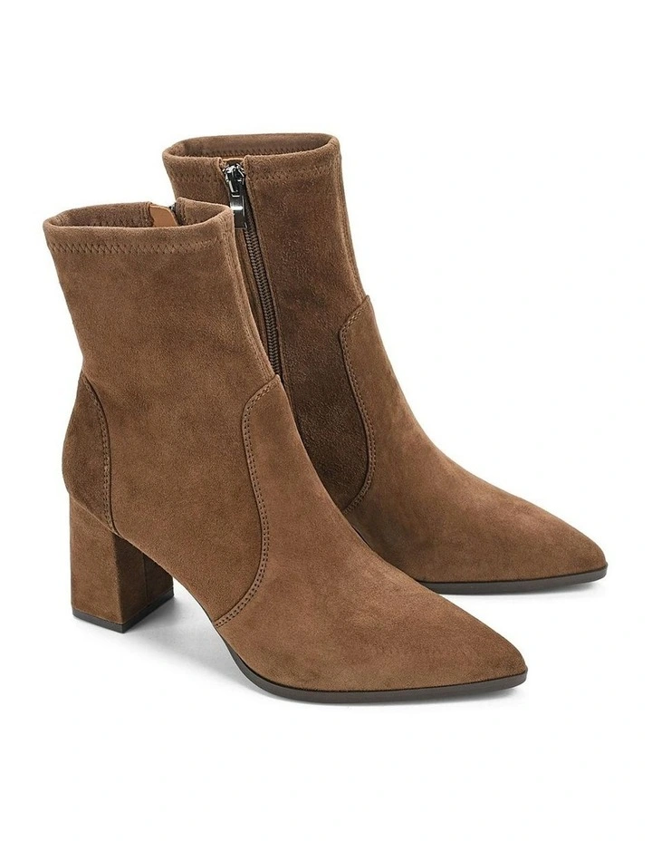 Stretch Suede Hope Ankle Boots in Toffee Brown image 3