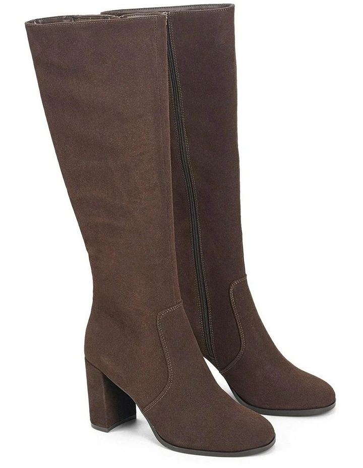 Suede Lily Long Boots in Chocolate Brown image 2