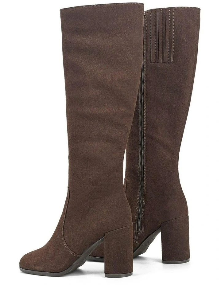 Suede Lily Long Boots in Chocolate Brown image 4