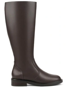 Leather Capri Riding Boots in Chocolate Brown
