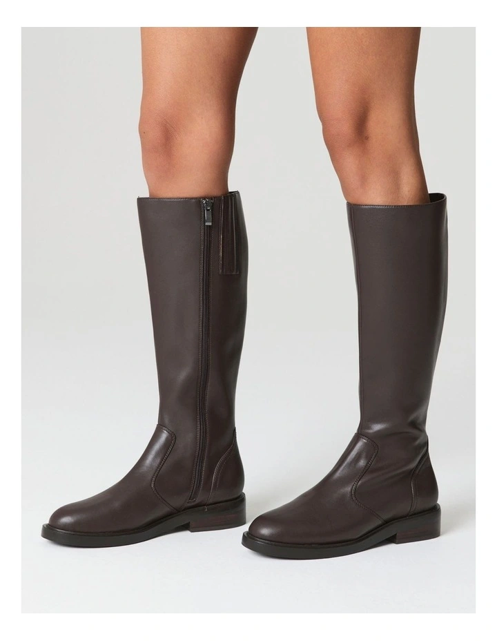 Leather Capri Riding Boots in Chocolate Brown image 2