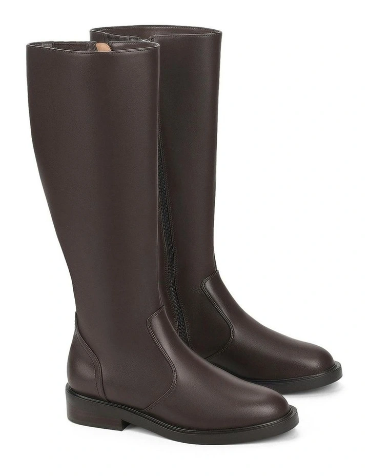 Leather Capri Riding Boots in Chocolate Brown image 3