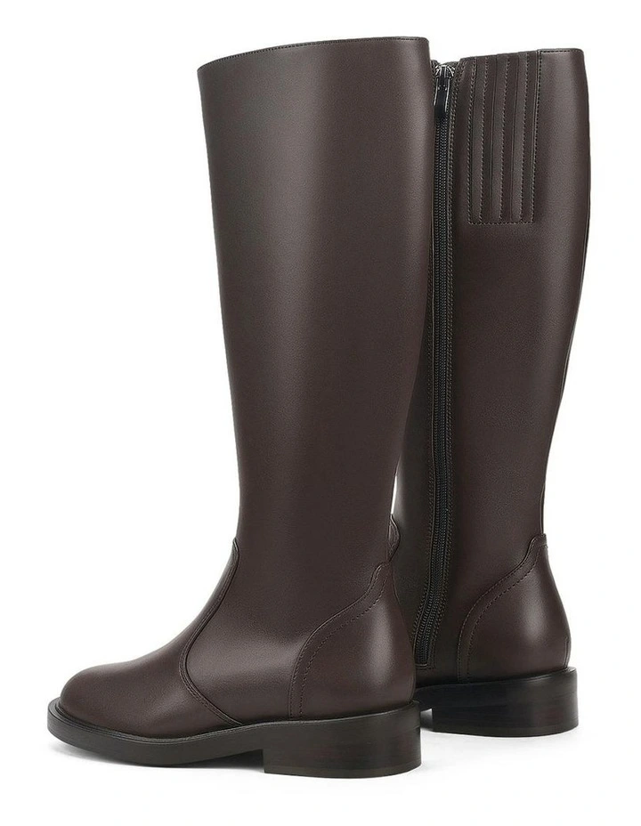 Leather Capri Riding Boots in Chocolate Brown image 3