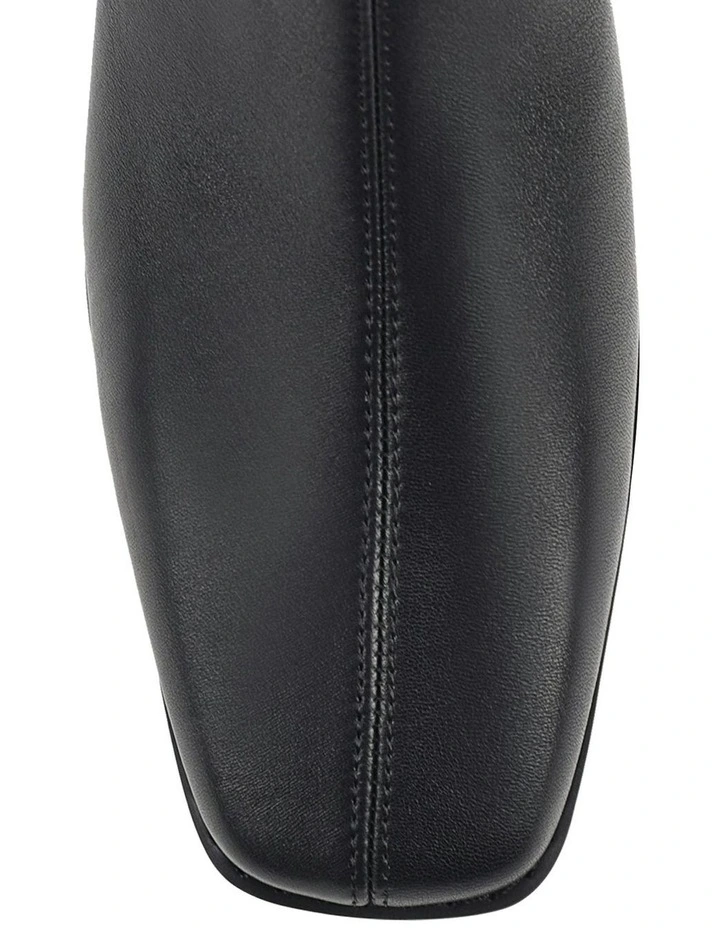 Leather Noelle Block Heel Ankle Boots in Black Stretch image 5