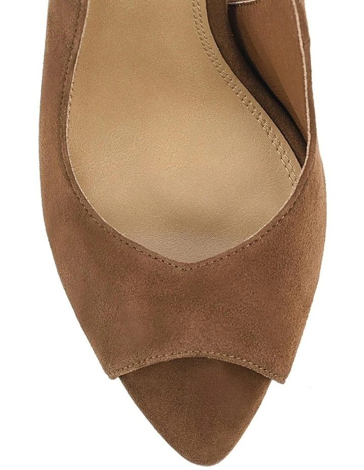 Zola Suede Peep Toe Heels in Toffee Brown image 4