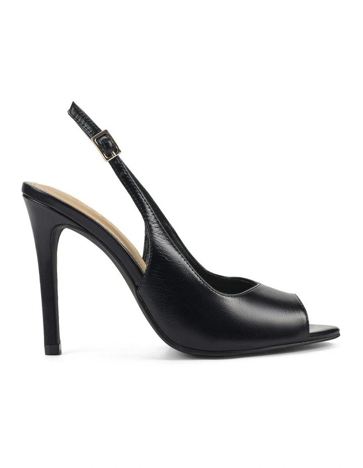 Leather Zola Peep Toe Heels in Black Vintage image 1
