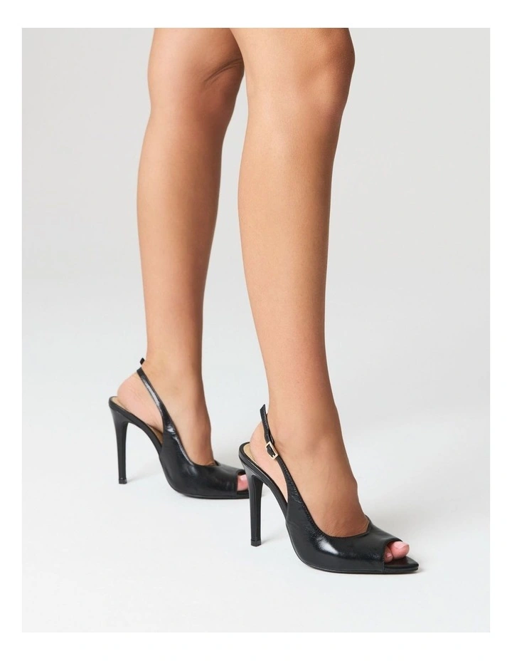 Leather Zola Peep Toe Heels in Black Vintage image 2