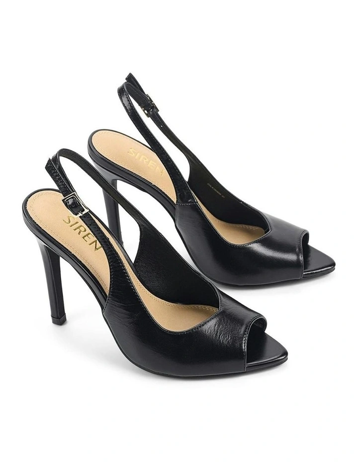 Leather Zola Peep Toe Heels in Black Vintage image 3