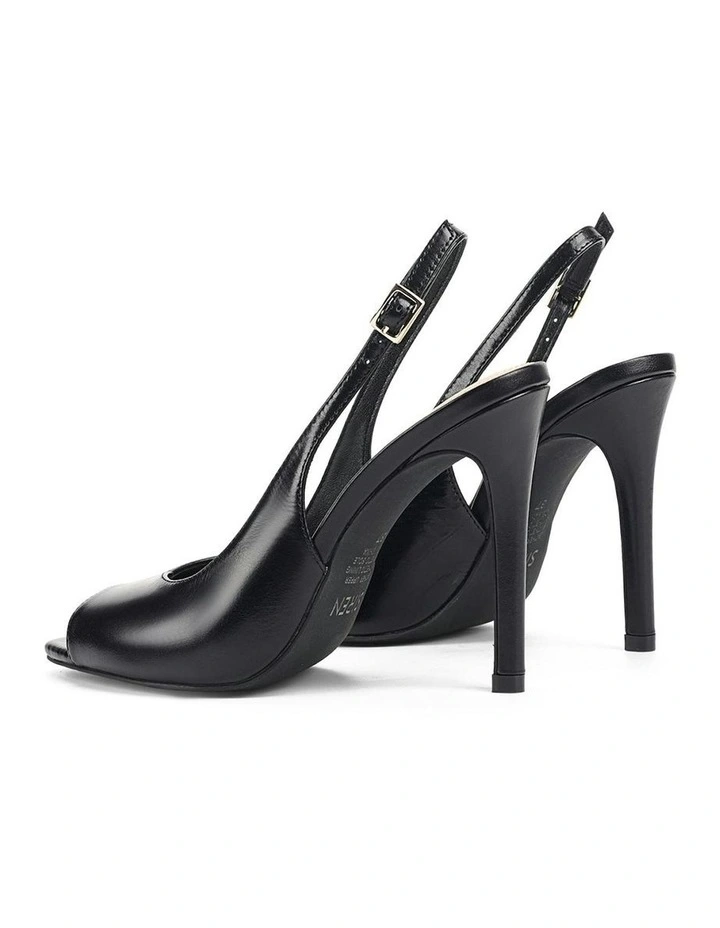 Leather Zola Peep Toe Heels in Black Vintage image 3