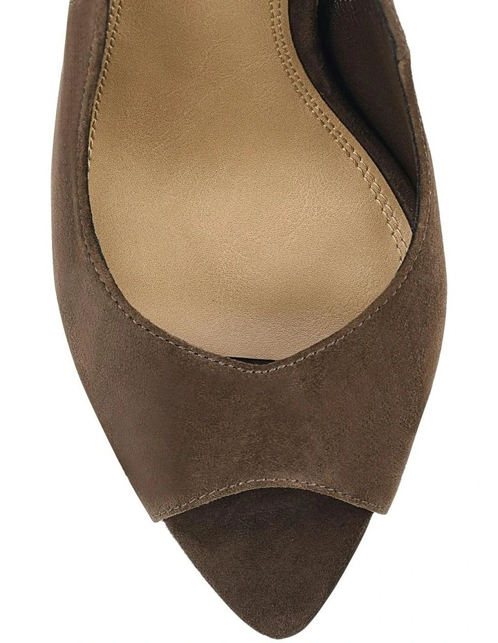 Suede Zola Peep Toe Heels in Chocolate Brown image 5