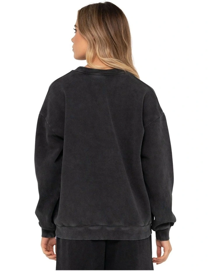 Rusty Oversize Crew Fleece in Washed Black image 2