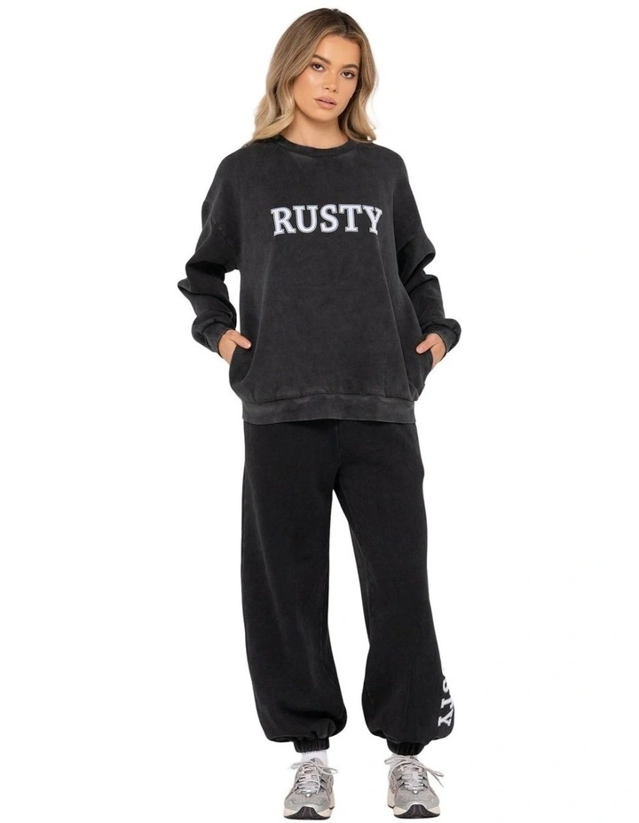 Rusty Oversize Crew Fleece in Washed Black image 5