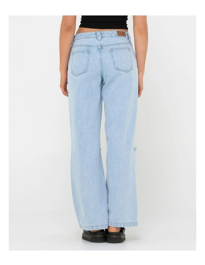 Low Rise Wide Leg Ripped Denim Jean in Blue image 2