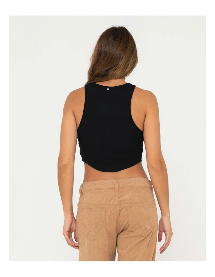 Vicky Curved Crop Tank in Black image 2