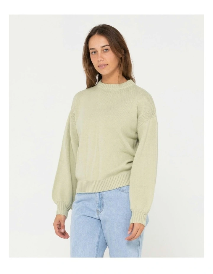 Margot Relaxed Fit Crew Knit in Green image 3