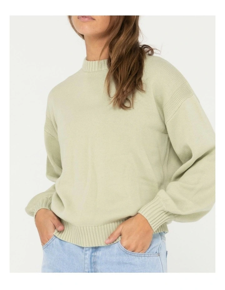 Margot Relaxed Fit Crew Knit in Green image 4