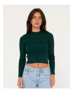 Amelia Skimmer Long Sleeve Knit Top in Green