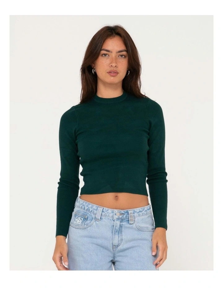 Amelia Skimmer Long Sleeve Knit Top in Green image 1