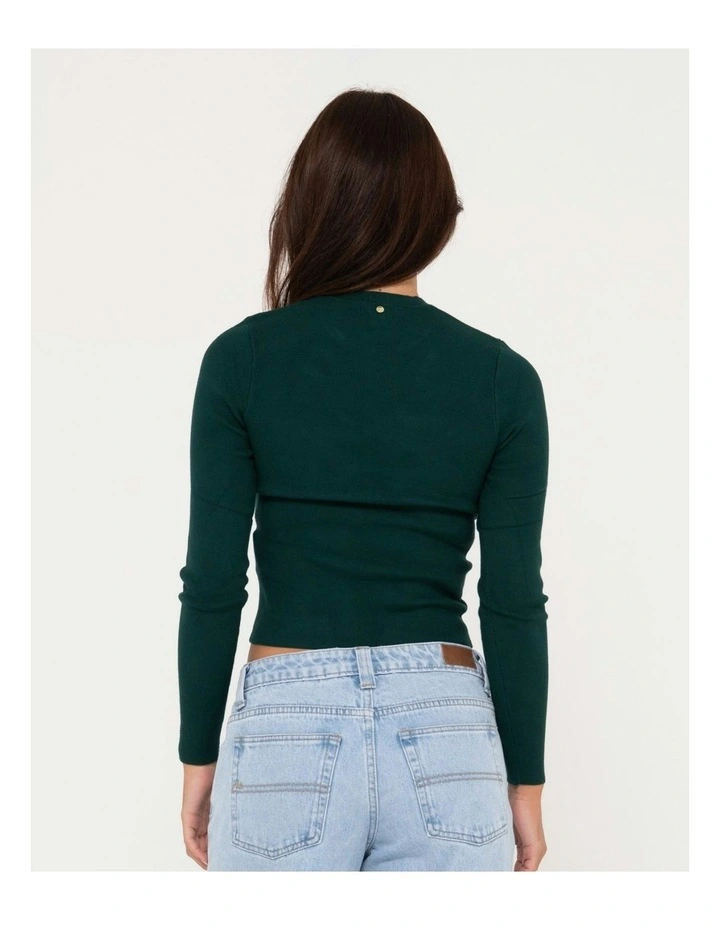 Amelia Skimmer Long Sleeve Knit Top in Green image 2