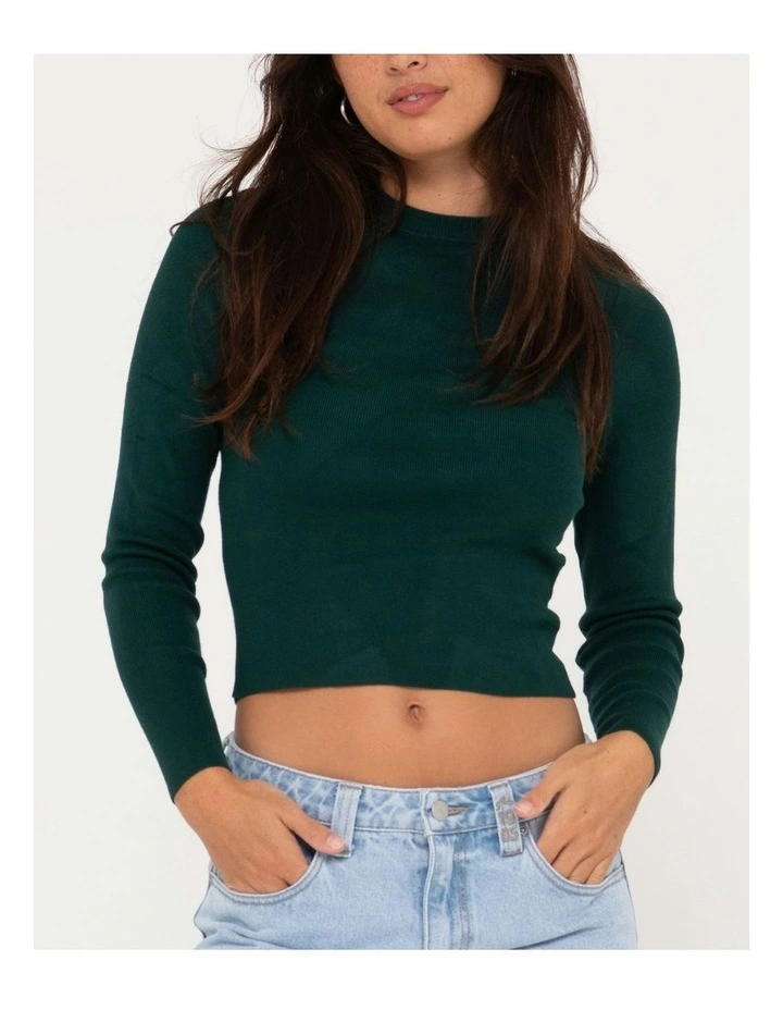 Amelia Skimmer Long Sleeve Knit Top in Green image 4