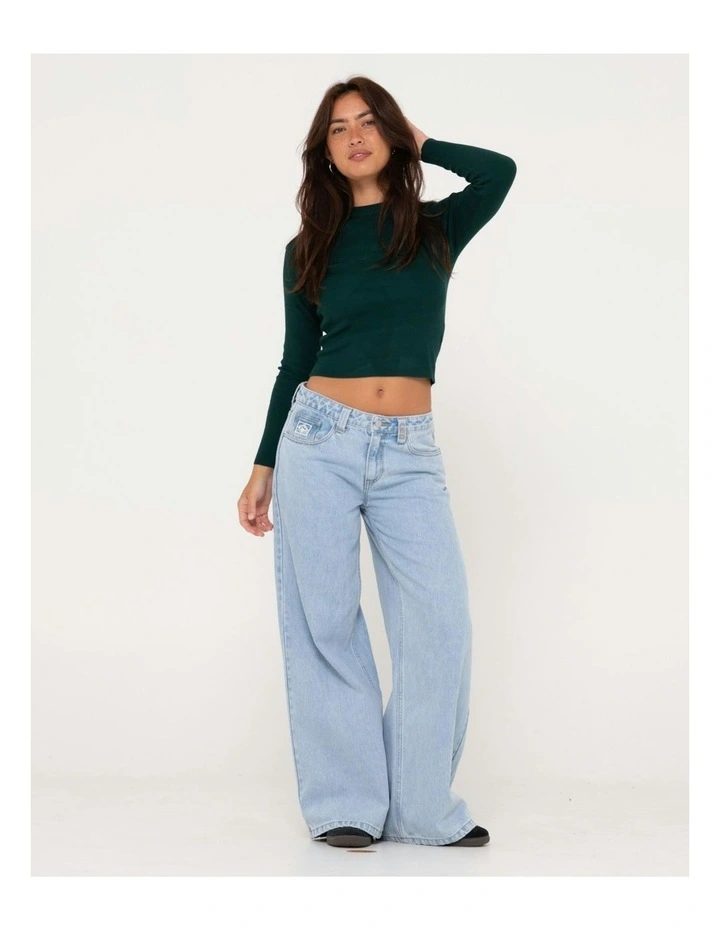 Amelia Skimmer Long Sleeve Knit Top in Green image 5