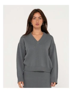 Margot Relaxed Fit Vee Neck Sweater in Grey