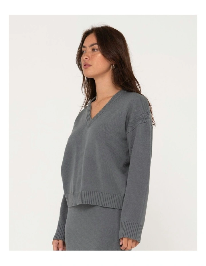 Margot Relaxed Fit Vee Neck Sweater in Grey image 3