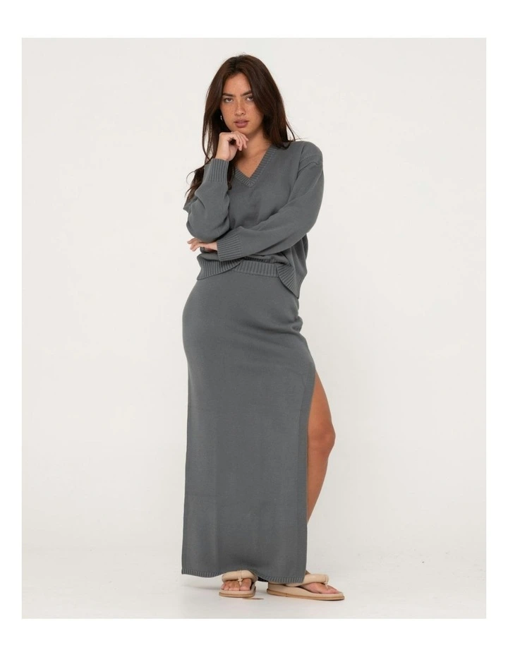 Margot Relaxed Fit Vee Neck Sweater in Grey image 5