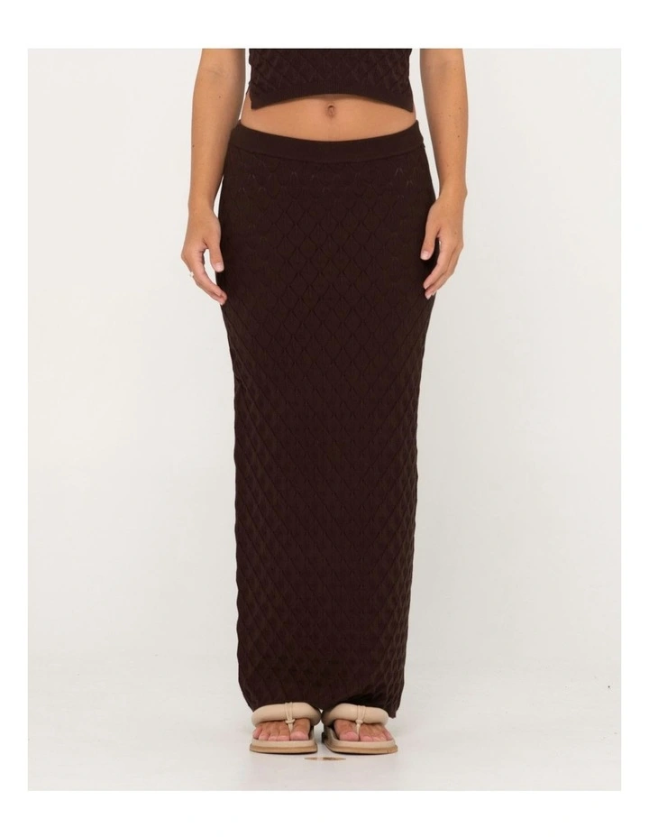 Leo Maxi Knit Skirt in Brown image 1