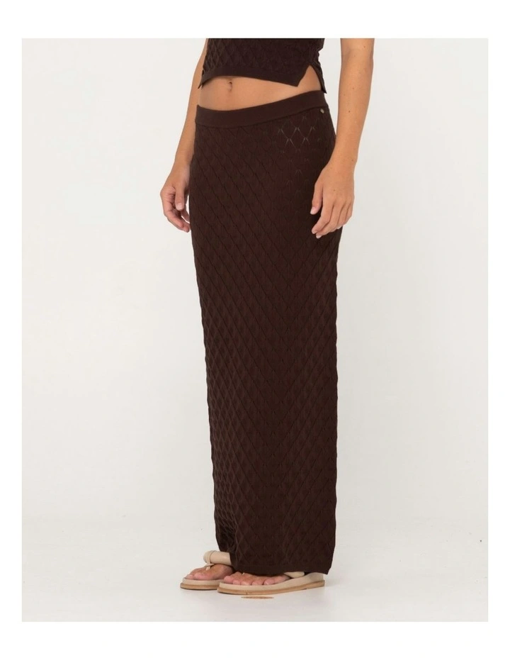 Leo Maxi Knit Skirt in Brown image 3