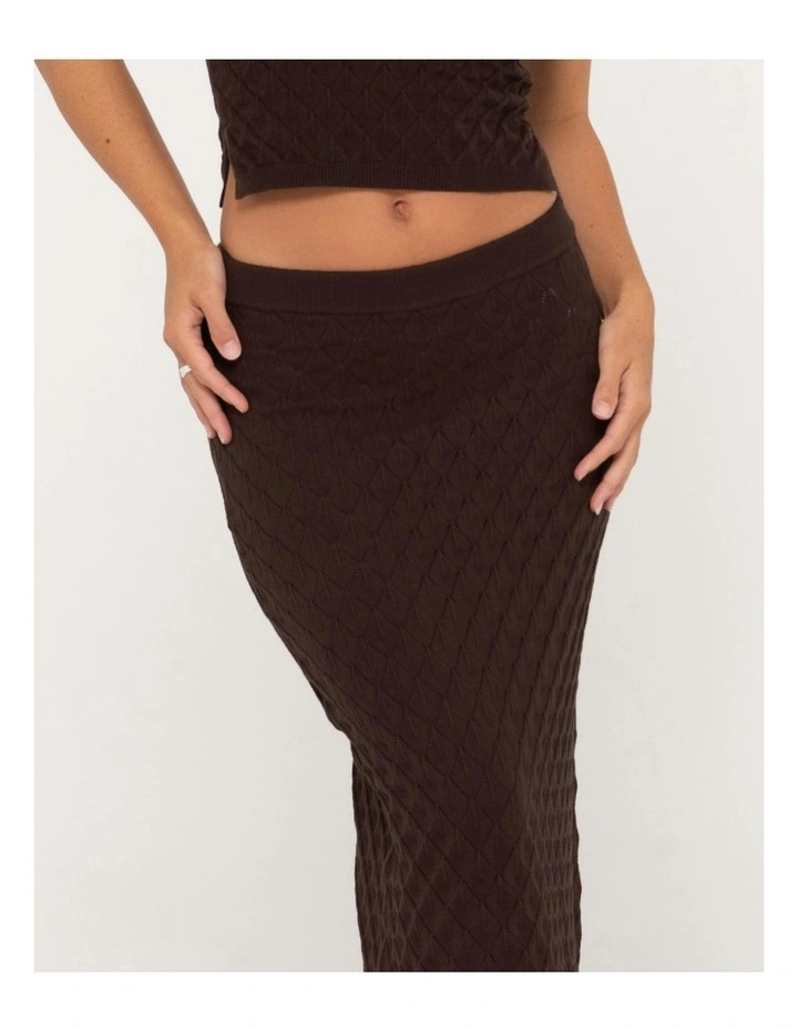 Leo Maxi Knit Skirt in Brown image 4