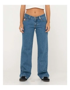 Super Low Rise Straight Leg Denim Jean in Blue