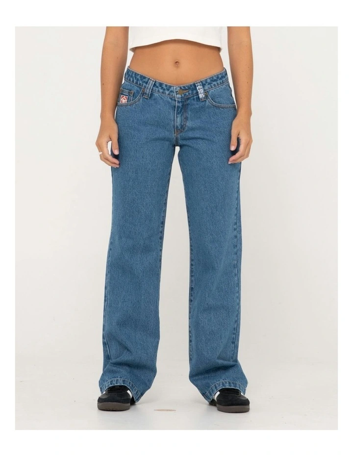 Super Low Rise Straight Leg Denim Jean in Blue image 1