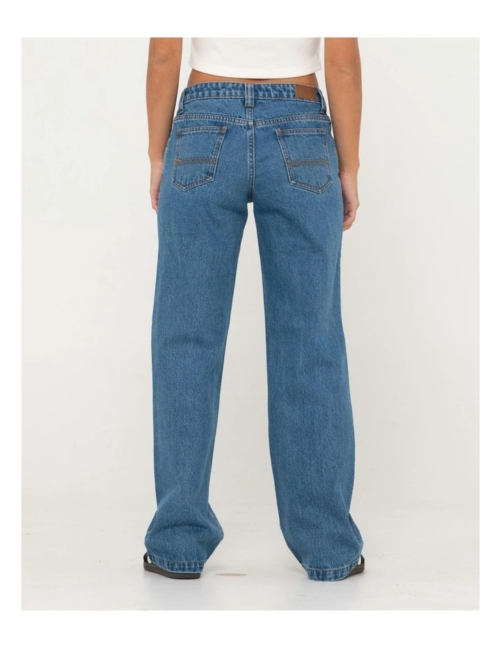 Super Low Rise Straight Leg Denim Jean in Blue image 2
