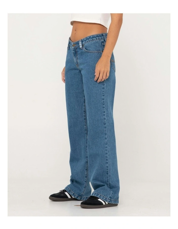 Super Low Rise Straight Leg Denim Jean in Blue image 3
