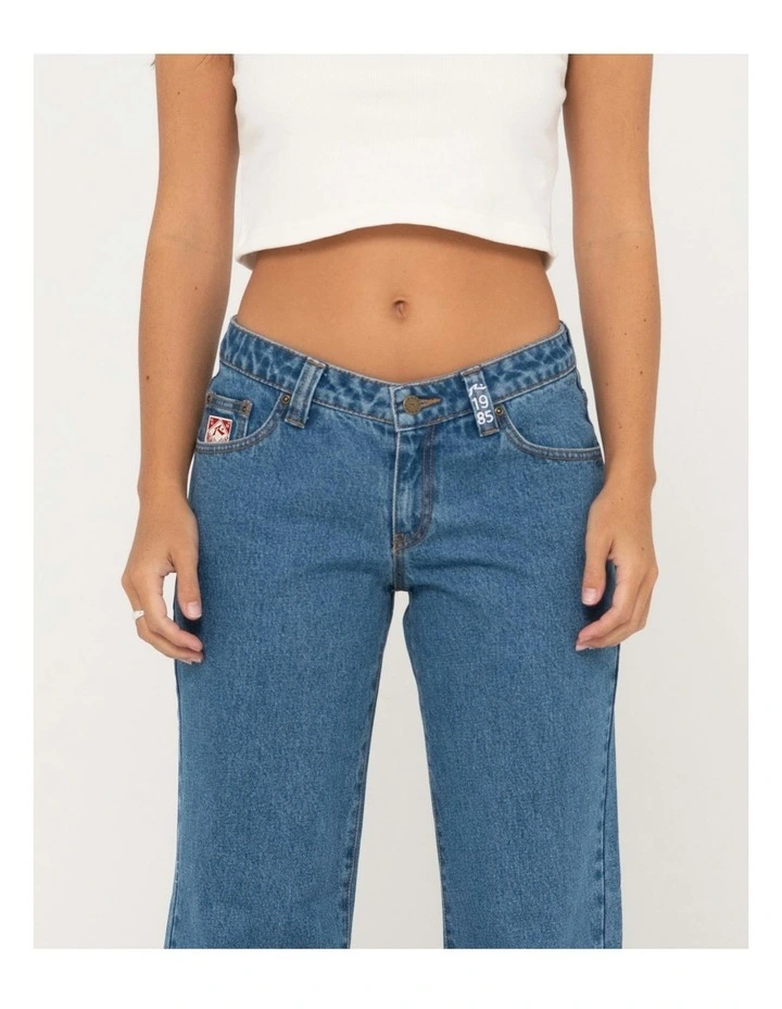 Super Low Rise Straight Leg Denim Jean in Blue image 4