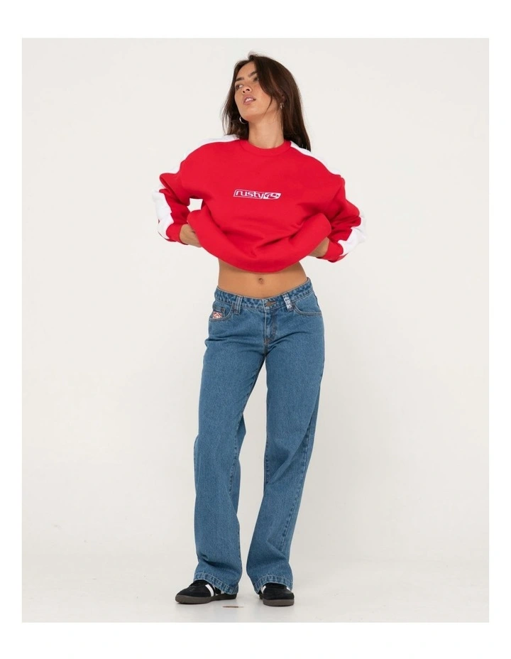 Super Low Rise Straight Leg Denim Jean in Blue image 6