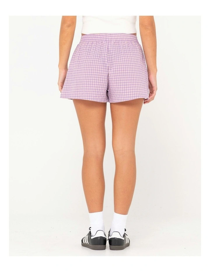 Checked Out Elastic Waist Short in Purple image 2