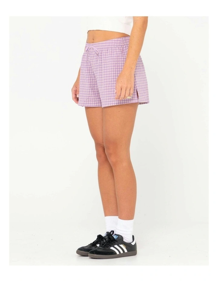 Checked Out Elastic Waist Short in Purple image 3
